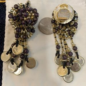 Vintage 80’s clip on dangling earrings